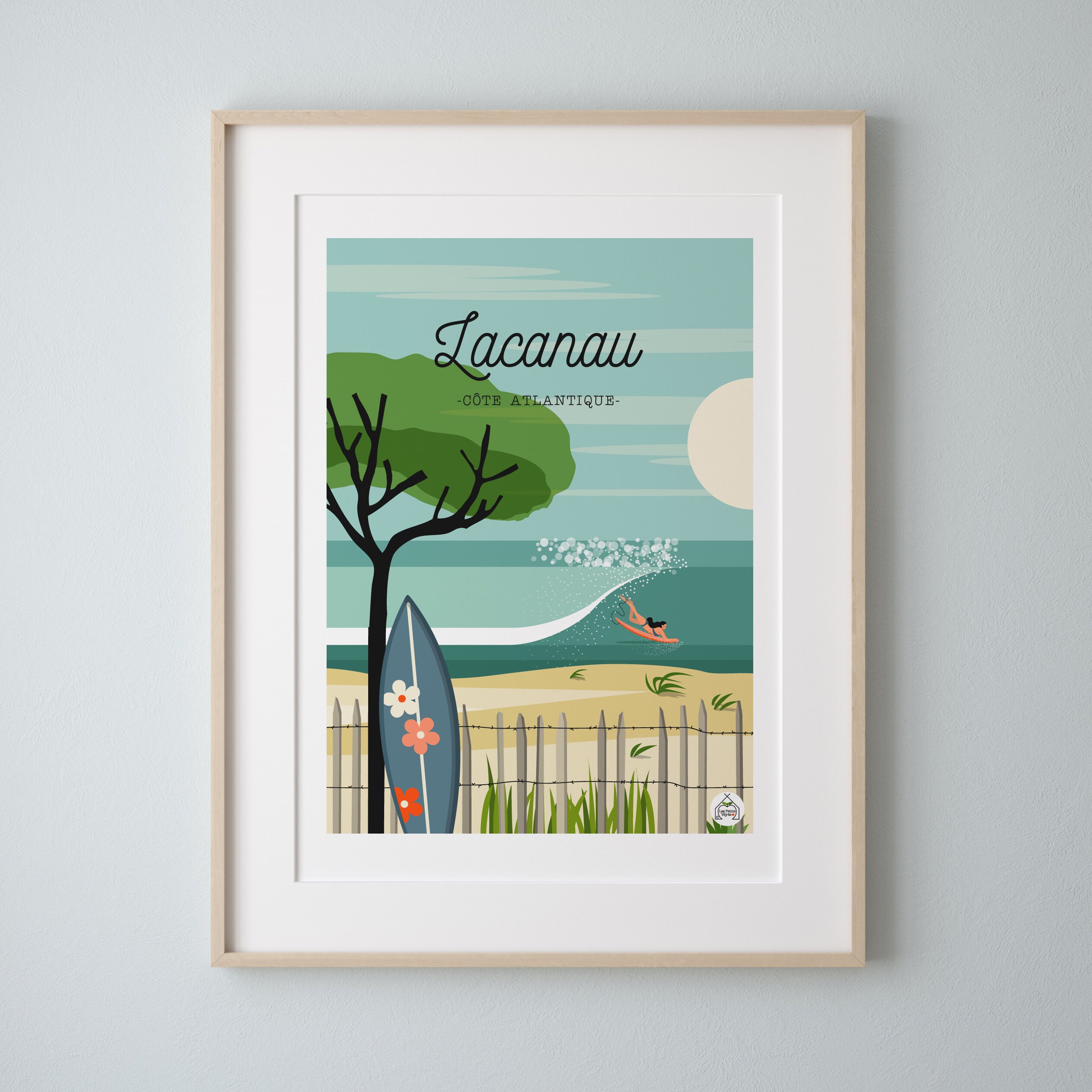 Affiche Lacanau Côte Atlantique 30x40cm. Série Bain de Mer