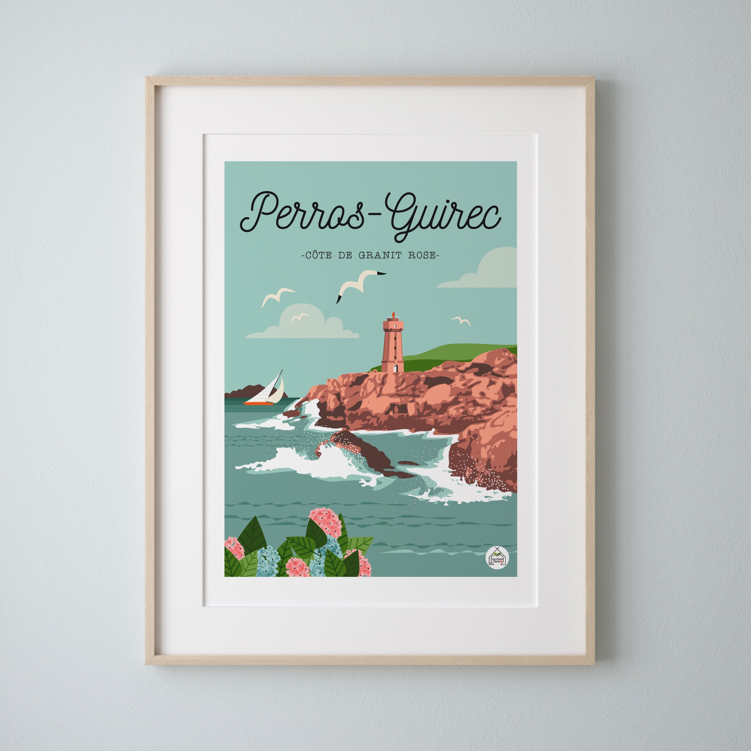 Affiche Perros Guirec Côte de Granit Rose 30x40cm - Série Bain Mer