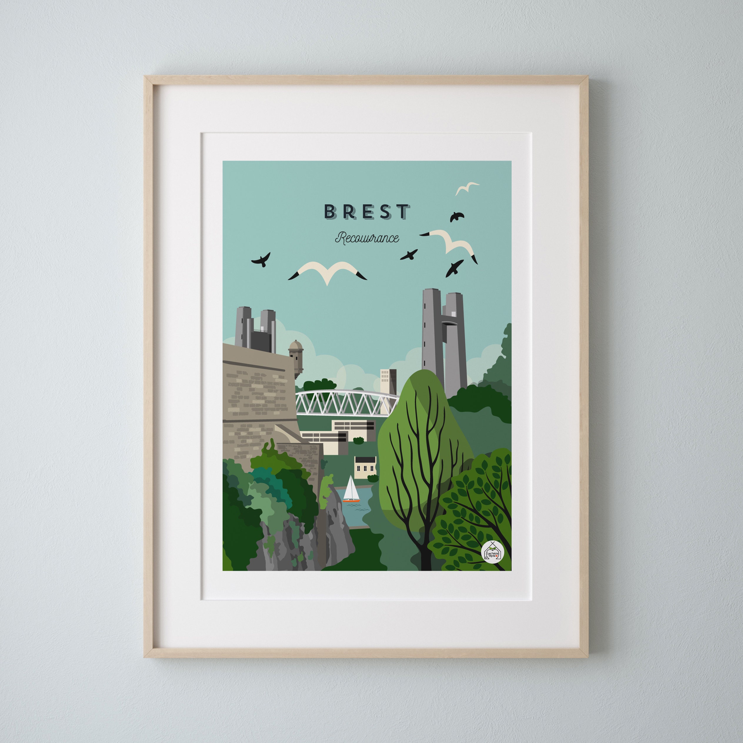 Affiche Vintage Brest 30x40cm - Recouvrance/ Serie Douce France