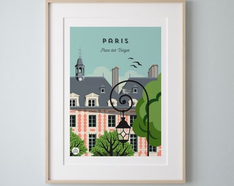 Poster Paris 30x40cm - Place Des Vosges/ series Douce France