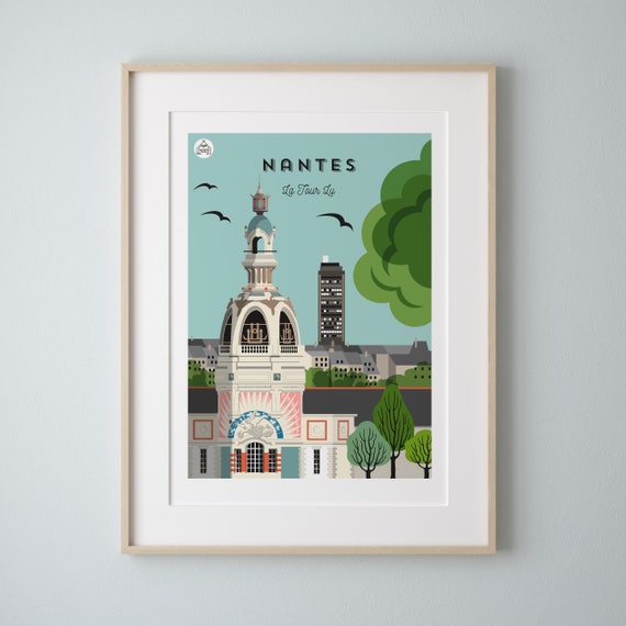 Nantes Vintage 30x40cm Poster La Tour Lu Series Douce Etsy