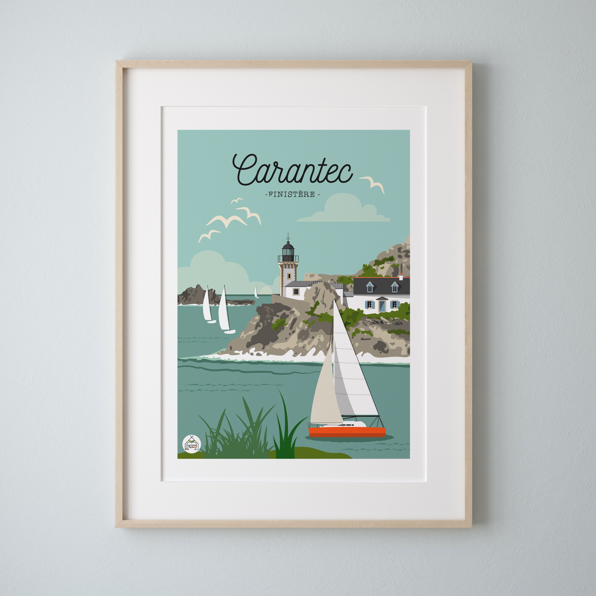 Affiche 30x40cm Carantec Finistère. Série Bain de Mer