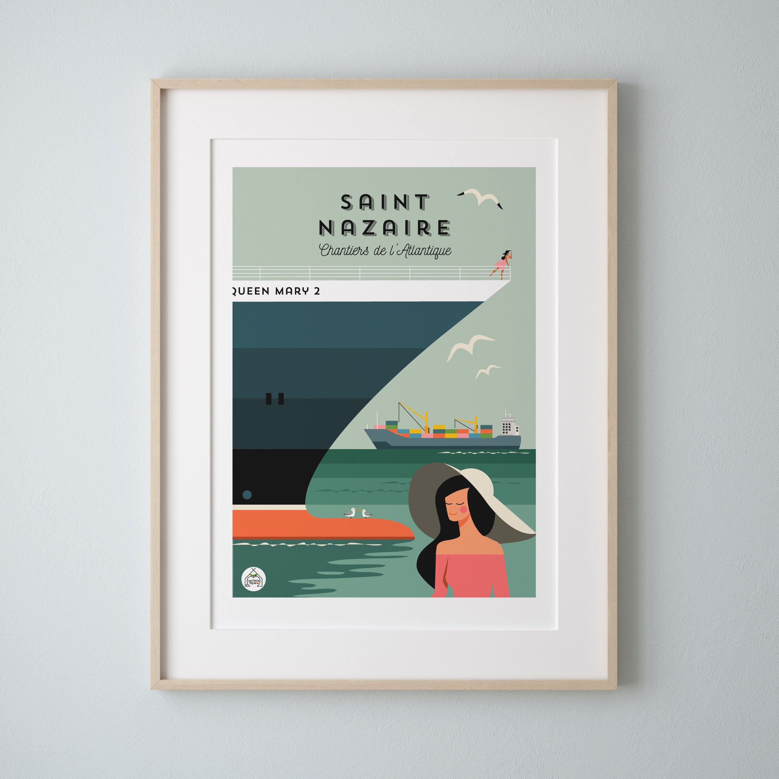 Affiche Saint-Nazaire Chantiers de L'atlantique 30x40cm - Série Douce France