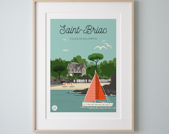 Poster "SAINT-BRIAC" Les Salinettes 30x40cm - Series Bain de Mer