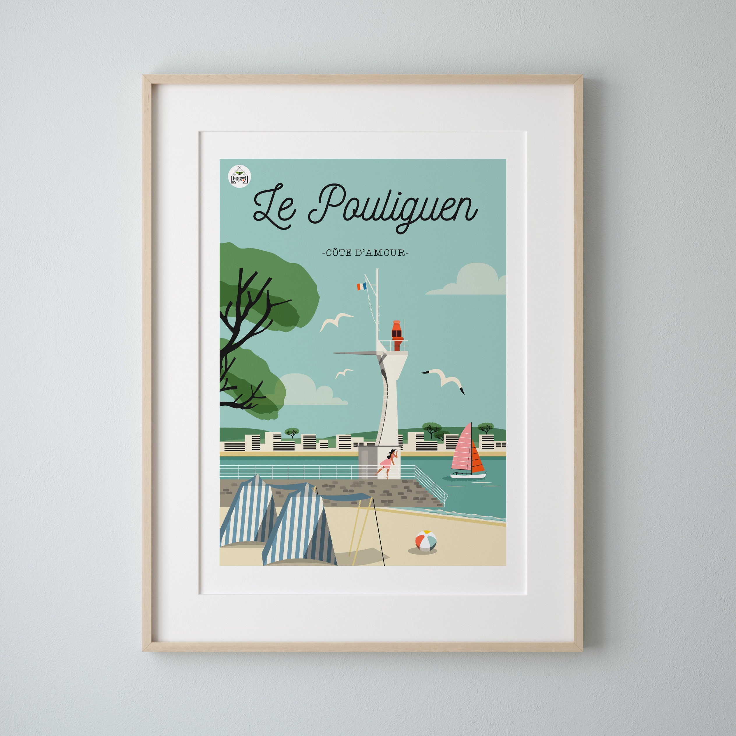 Affiche 30x40cm Le Pouliguen Côte d'amour - Série Bain de Mer