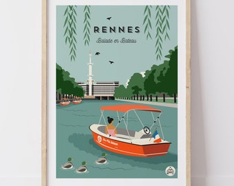 Affiche RENNES - Balade en Bateau