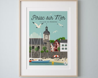 Affiche "Piriac Sur Mer" 30x40cm -Village de Pêcheurs. Série Bain de Mer