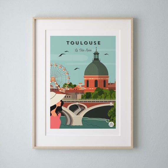 Toulouse Vintage 30x40cm Poster La Ville Rose Series Douce Etsy