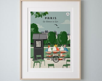 Poster "PARIS" 30x40cm - The boats of the Luco / Douce France Series