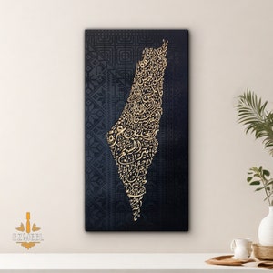 Kaart van Palestina met Palestijnse borduurpatroontextuur
