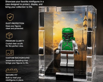 Premium Acrylic Minifigure Display Case with Inspired Background | Movie Inspired backgrounds