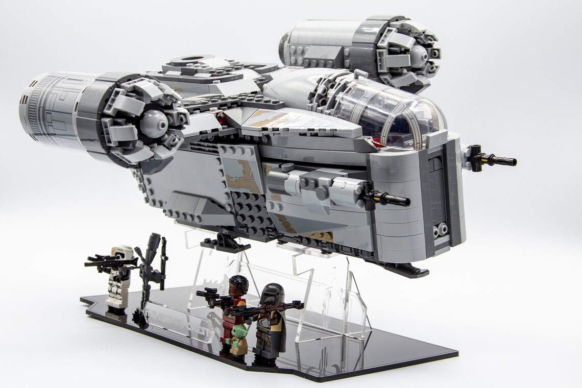 razor crest lego display stand