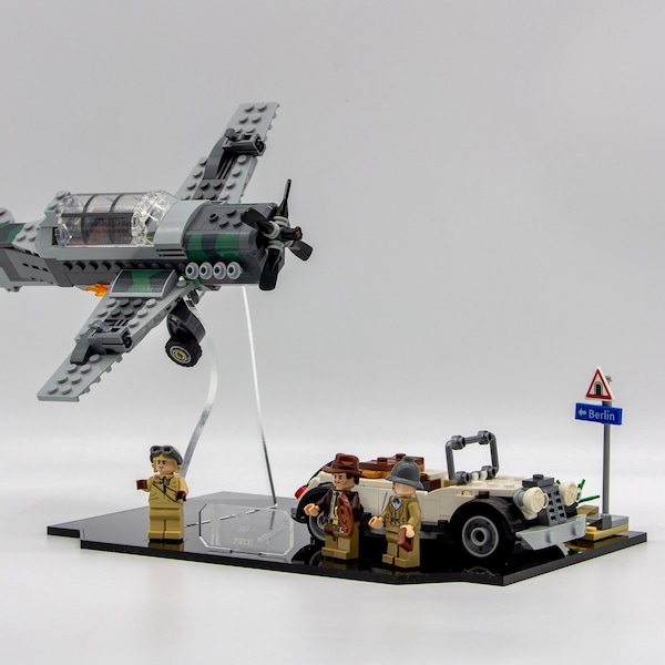 Acrylic display stand for Lego® Indiana Jones ™ Fighter Plane Chase set 77012 - Made in USA