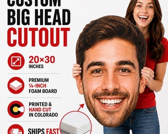 Recorte de cara de cabeza grande hecho a mano de PREMIUM, ¡envío rápido! Cara de juego original de 20 x 30 pulgadas, cartón pluma de 1/4 de pulgada - Recorte de cara, cabeza grande, deportes