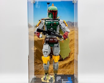 Display Case for LEGO® Star Wars Boba Fett™ 75455 | Acrylic Dustproof Display Case with UV Printed Desert Background | Collector Display