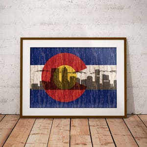 Colorado Flag Denver Skyline Art Poster