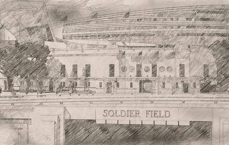 Soldier Field Chicago Bears Soldier Field Art Stadium Art Etsy