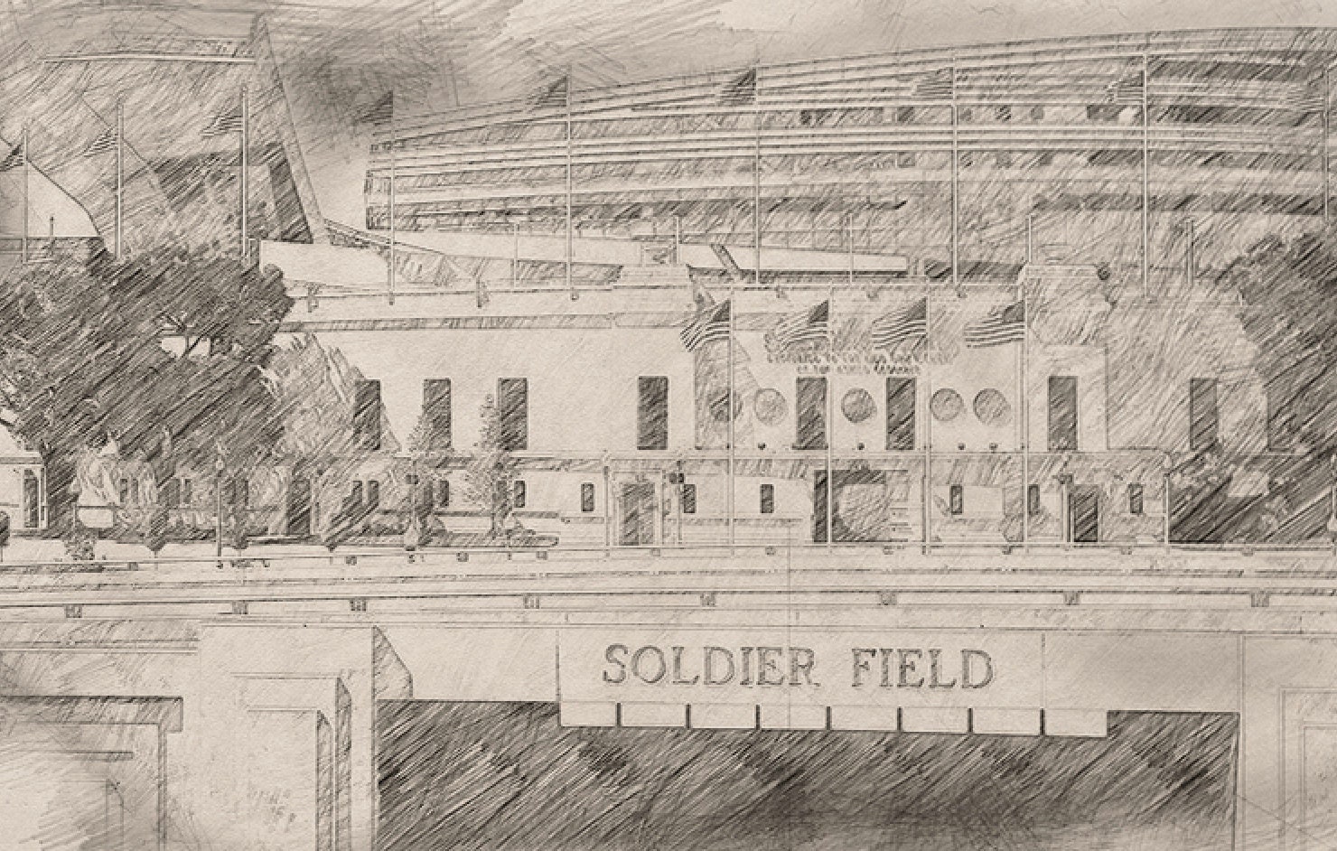 Soldier Field Chicago Bears Soldier Field Art Stadium Art Etsy