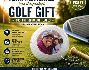 Custom Photo Golf Balls – Personalized Golf Ball with Picture – Upload Any Photo – Unique Golf Gift for Him, Dad, Golfer or Family