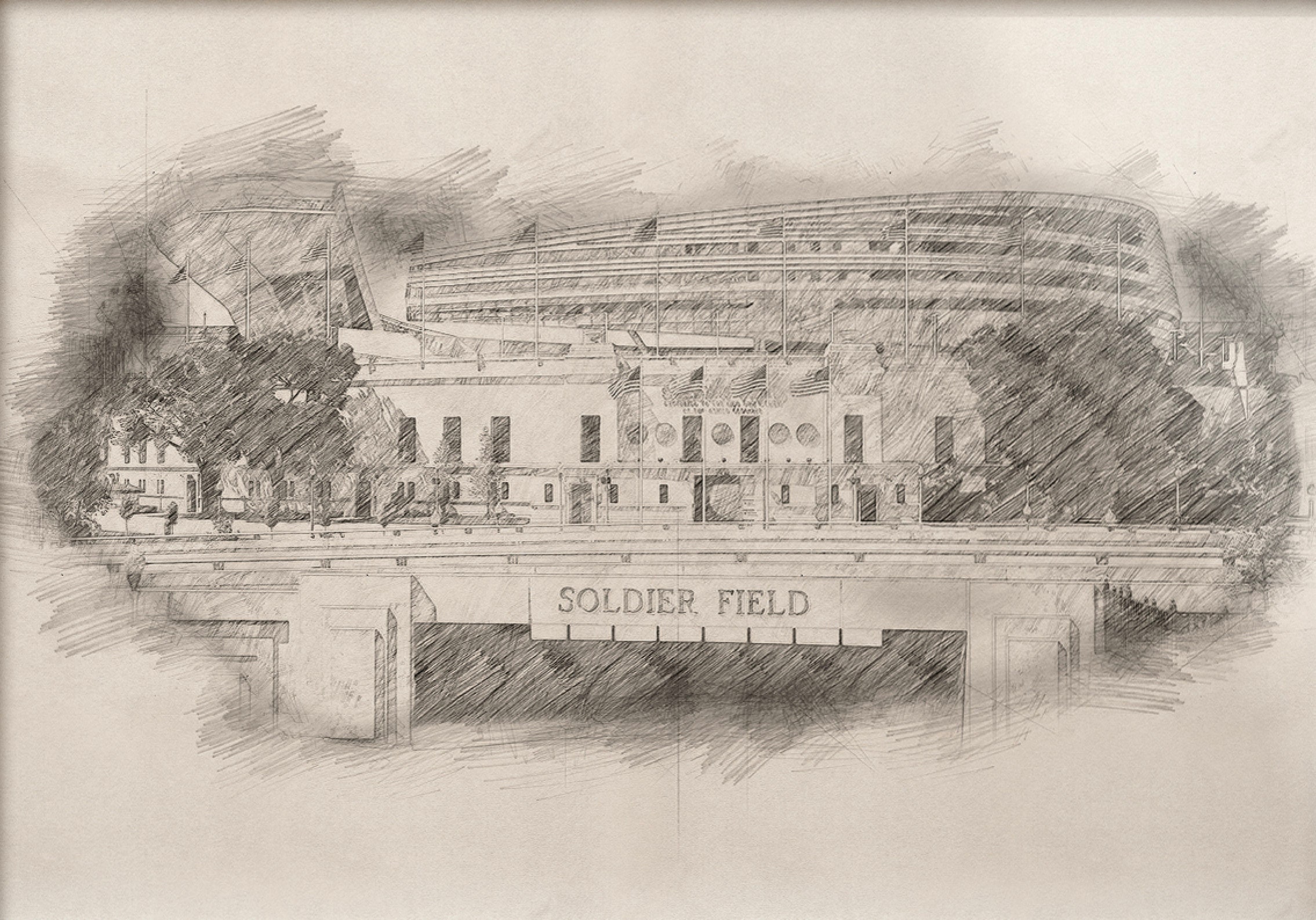 Soldier Field Chicago Bears Soldier Field Art Stadium Art Etsy