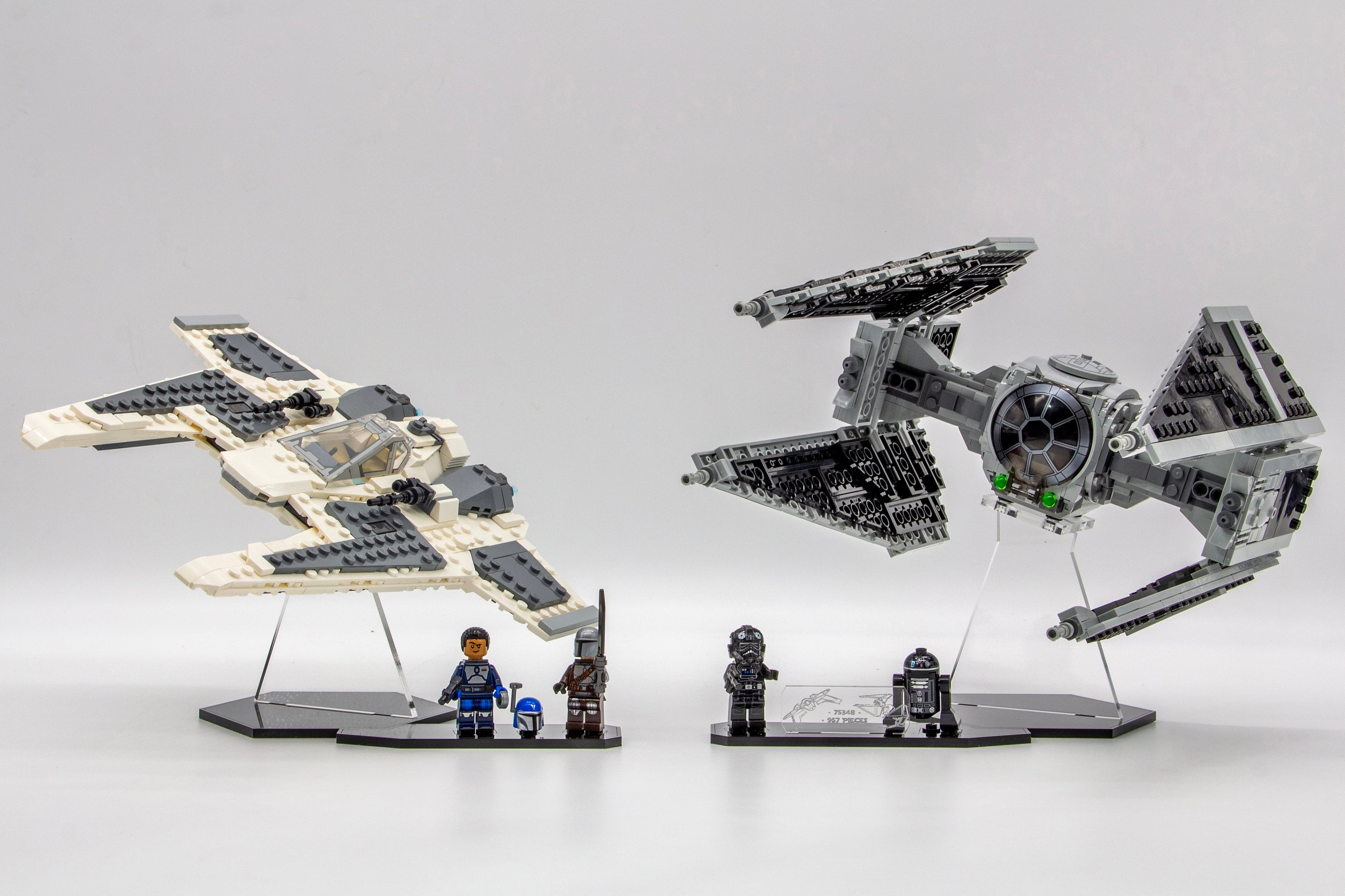 Acrylic Display Stand Set for Lego Mandalorian Fang Fighter Vs. TIE Interceptor Set 75348 Made in USA Etsy