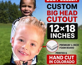 Recorte de cara grande personalizado hecho a mano de PREMIUM, 30 x 45 cm. ¡Envío rápido! ¡Compra 3 o más y obtén envío gratis! 1/4 de pulgada de cartón pluma - Cabeza gorda