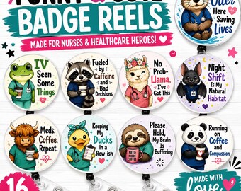Funny Nurse Badge Reel | Cute Animal Healthcare Badge Holder -  Retractable ID Badge Clip for Nurses, CNA, RN Gift