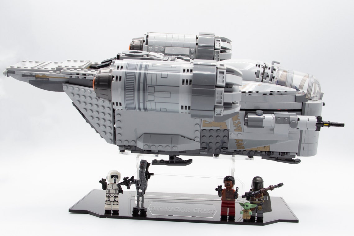 razor crest lego display stand
