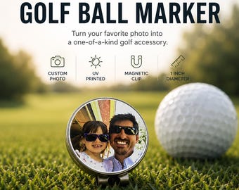 Custom Photo Golf Ball Marker – Personalized Golf Marker with Magnetic Hat Clip – Pet, Family, Logo & Funny Photo Gift