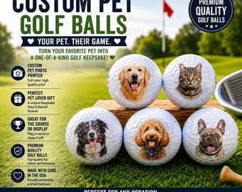 Custom Pet Photo Golf Balls – Personalized Dog & Cat Golf Balls – Funny Pet Lover Golf Gift – Custom Picture Golf Balls
