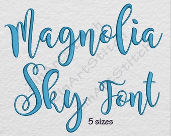 Magnolia Sky Embroidery Font Machine Embroidery Design Punctuations and numbers Instant Download Monogram Alphabet 5 Sizes 8 Formats