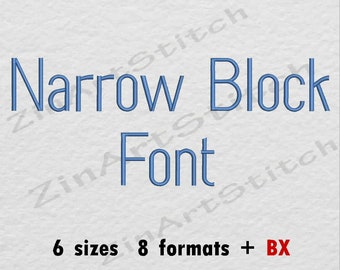 Narrow Block Font Machine Embroidery Design Instant Download Monogram Alphabet 6 Sizes 8 Formats BX