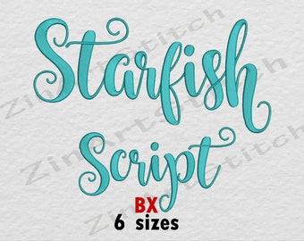 Starfish Script Embroidery Font Machine Embroidery Design Punctuations and numbers Instant Download Monogram Alphabet 6 Sizes BX