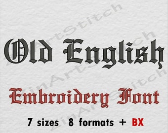 Old English Embroidery Font Machine Embroidery Design Instant Download Monogram Alphabet 7 Sizes 8 Formats BX