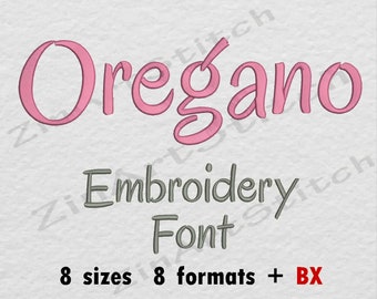 Oregano Embroidery Font Machine Embroidery Design Instant Download Monogram Alphabet 8 Sizes 8 Formats BX