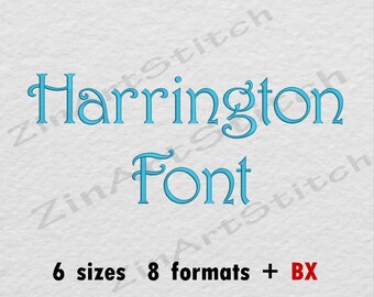 Harrington Embroidery Font Machine Embroidery Design Instant Download Monogram Alphabet 6 Sizes 8 Formats BX