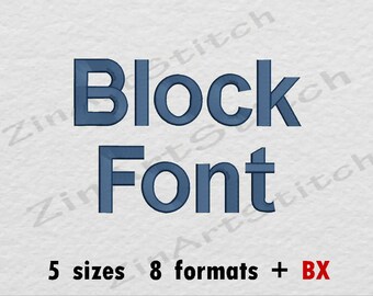 Block Embroidery Font Machine Embroidery Design Instant Download Monogram Alphabet 5 Sizes 8 Formats BX