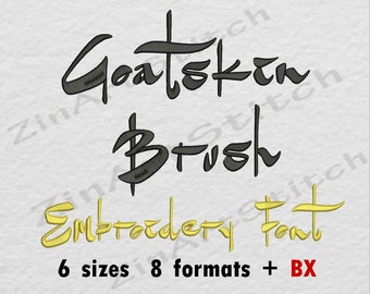 Goatskin Brush Embroidery Font Machine Embroidery Design Instant Download Monogram Alphabet 6 Sizes 8 Formats BX