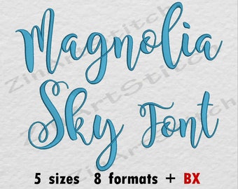Magnolia Sky Embroidery Font Machine Embroidery Design Punctuations and numbers Instant Download Alphabet 5 Sizes 8 Formats BX