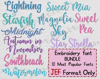 Embroidery Fonts Pack 10 Best Sellers embroidery fonts Bundle Instant Download Alphabet Script Letters Monogram 5 Sizes ONLY JEF format