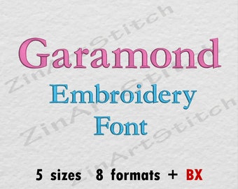 Garamond Embroidery Font Machine Embroidery Design Instant Download Monogram Alphabet 5 Sizes 8 Formats BX