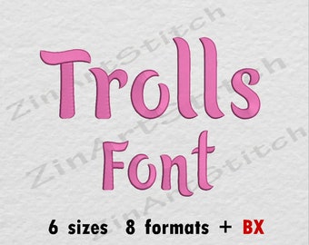 Trolls Font Embroidery Design Monogram Alphabet 6 Sizes 8 Formats BX formats