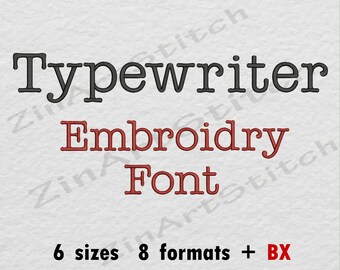 Typewriter Font Embroidery Design Monogram Alphabet 6 Sizes 8 formats BX