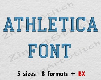 Athletica Embroidery Font Machine Embroidery Design Punctuations and numbers Instant Download Alphabet 5 Sizes 8 formats BX
