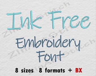 Ink Free Embroidery Font Machine Embroidery Design Instant Download Monogram Alphabet 8 Sizes 8 Formats BX