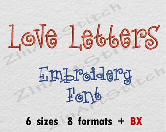 Love Letters Embroidery Font Machine Embroidery Design Instant Download Monogram Alphabet 6 Sizes 8 Formats BX