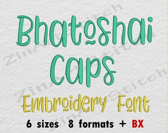 Bhatoshai Caps Embroidery Font Machine Embroidery Design Instant Download Monogram Alphabet 6 Sizes 8 Formats BX