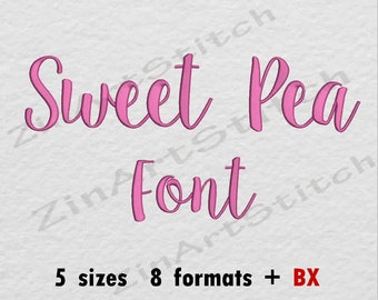 Sweet Pea Embroidery Font Machine Embroidery Design Instant Download Monogram Alphabet 5 Sizes 8 Formats BX