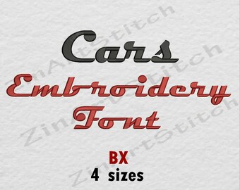 Cars Embroidery Font Machine Embroidery Design Instant Download Monogram Alphabet 4 Sizes BX