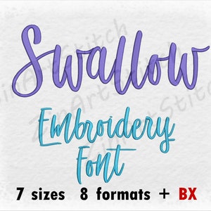 Swallow embroidery Font - Machine Embroidery Design - Instant Download - 7 Sizes